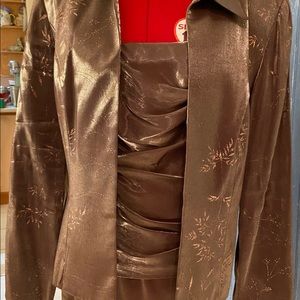 Size 14. Brown/Gold shimmer 2 piece formal.  EUC